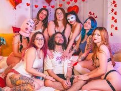 7 girls reverse gangbang with big natural tits - french amateur orgy